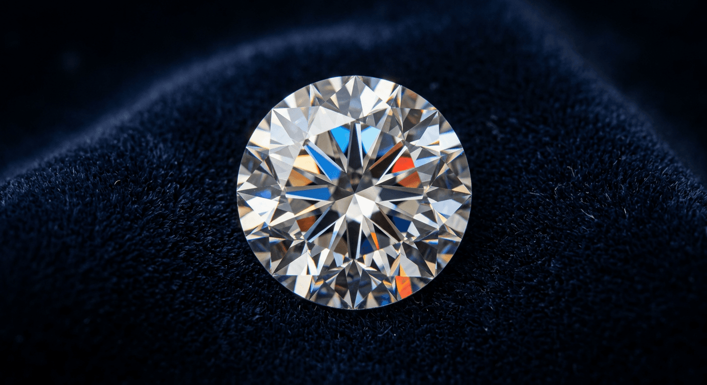 Stunning 3-carat round brilliant diamond on dark velvet showcasing size and brilliance for TheCaratCut price guide