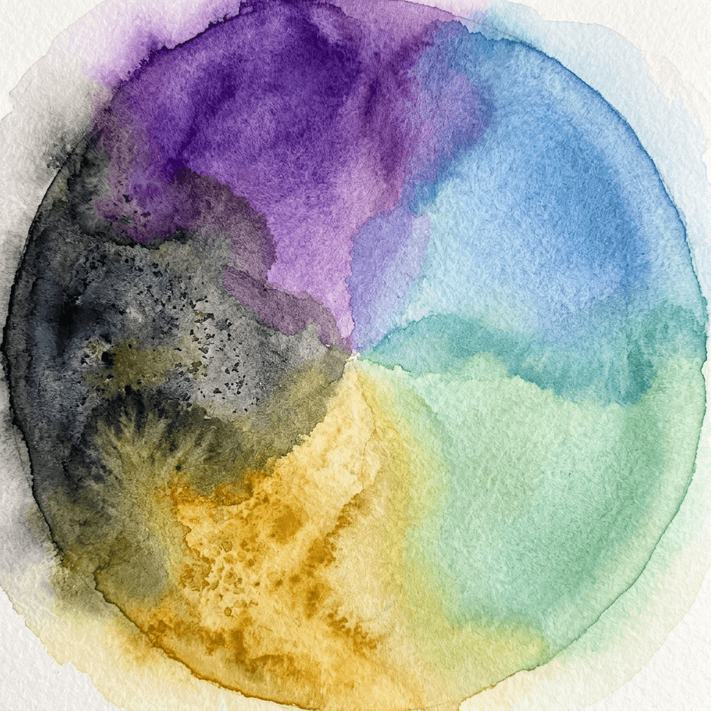 Mood ring color meaning wheel showing violet blue green amber and black with corresponding emotions for TheCaratCut