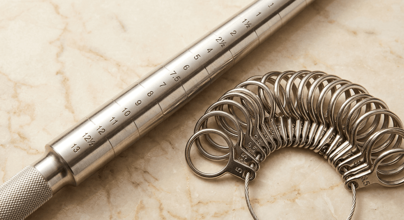 Professional metal ring mandrel and sizer set, an Amazon tool for accurate ring sizing recommended by TheCaratCut