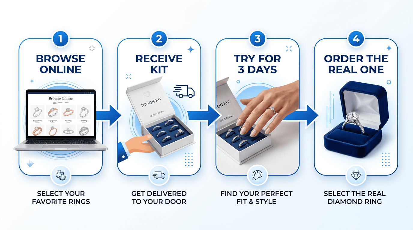 With Clarity home preview program four step process from selection to try-on for TheCaratCut review