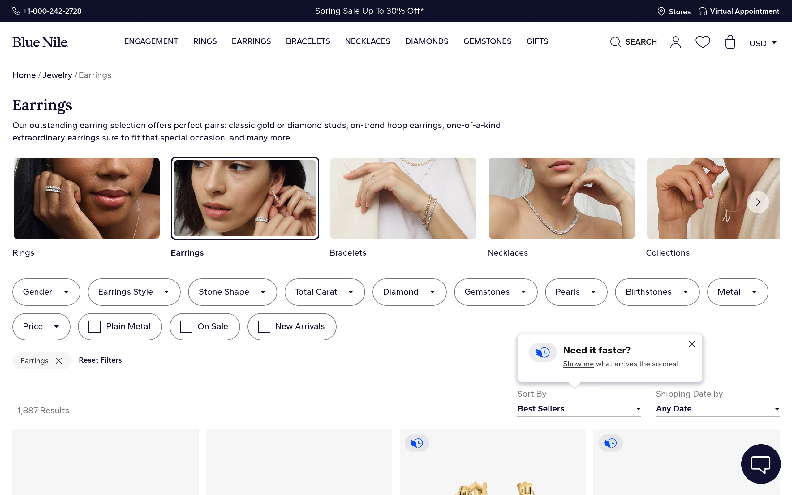 Blue Nile hypoallergenic earring collection safe for new piercings for TheCaratCut piercing guide