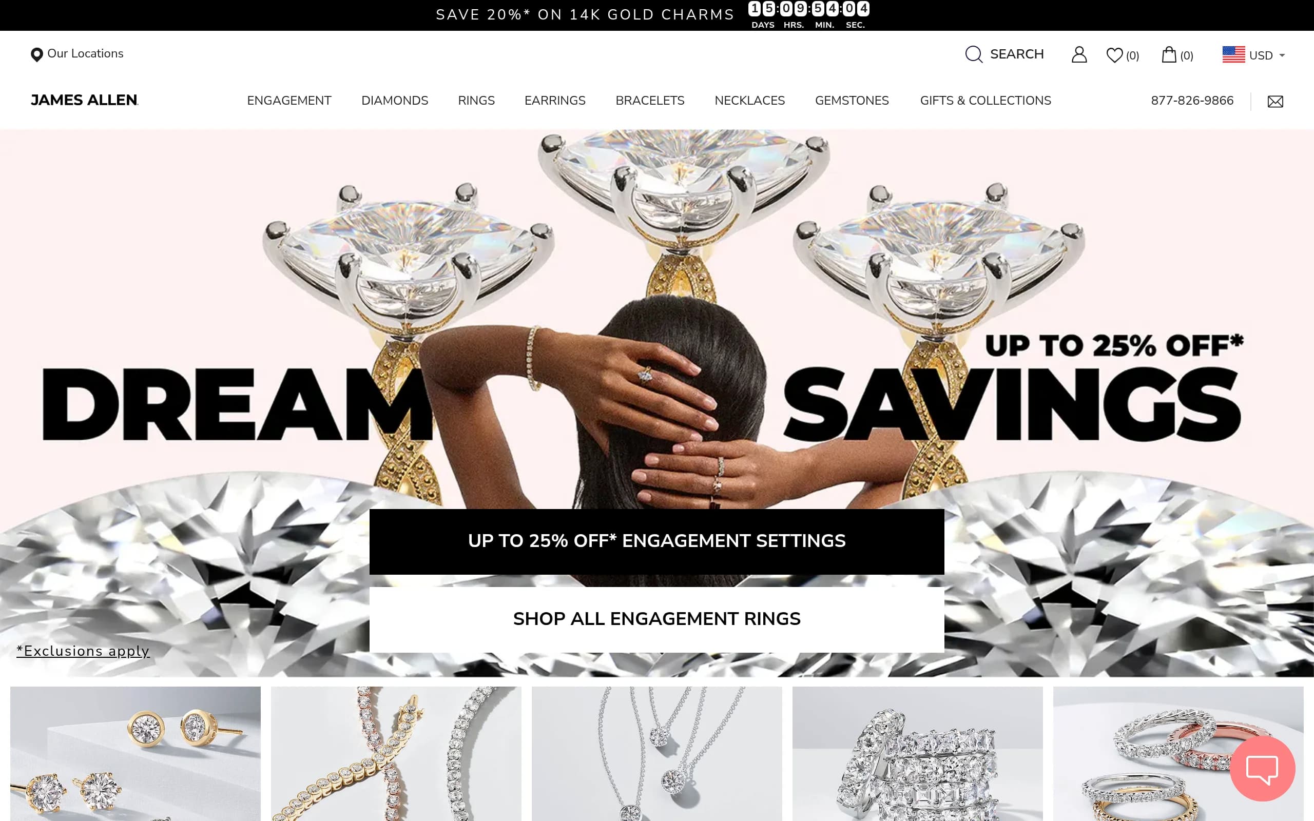 James Allen homepage with Design Your Own Ring builder for TheCaratCut top jewelry companies guide